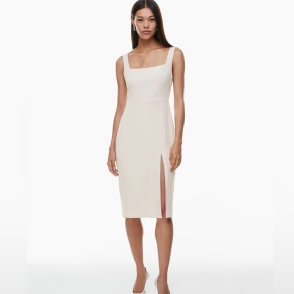 Babaton Dresses & Skirts - Aritzia Babaton Off White 90s Slit Midi Dress Square Neck size 6